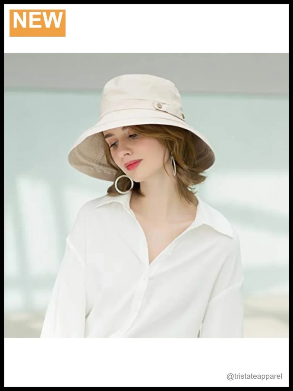 Women's Cotton Wide Brim Sun Hat UPF 50+ Packable Beach Travel Bucket Hat
